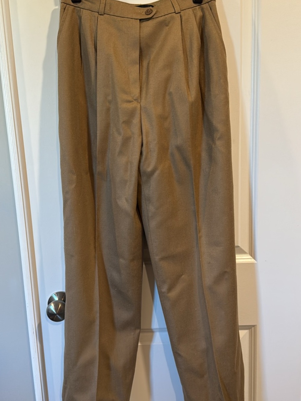 True Vintage 1980s Harve Benard Khaki Brown Pleated Wool Dress Pants